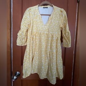 Yellow Floral Tunic Dress